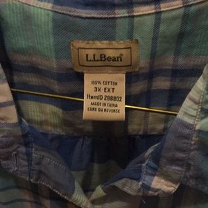 L.L.Bean summer plaid s/s shirt size 3X
